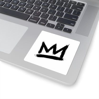 Brushstroke Crown Sticker — Black Graffiti Kiss-Cut Decal